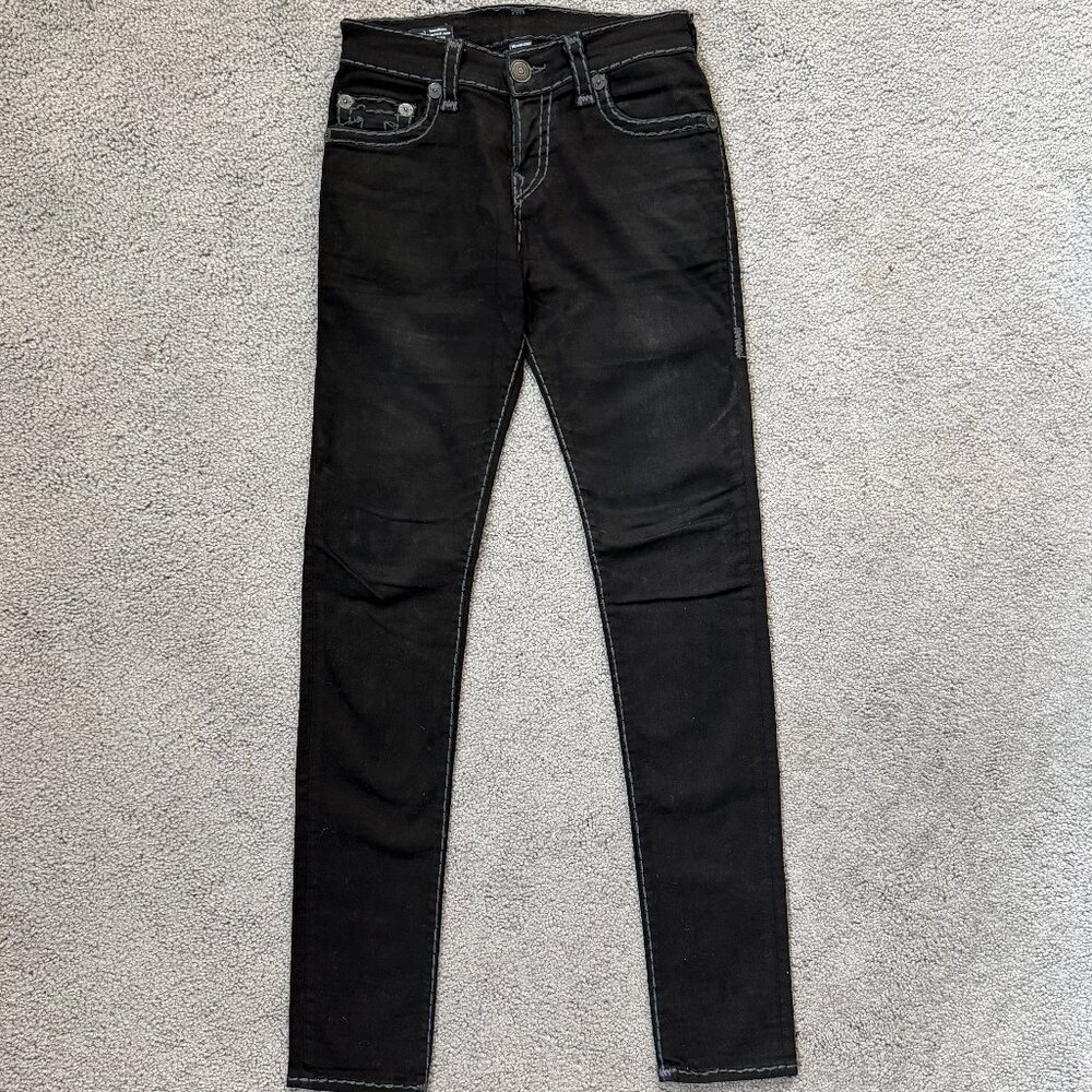 TRUE RELIGION MEN’S ROCCO RELAXED SOFT SKINNY STRETCHABLE JEANS SZ W28 L33 -VGUC